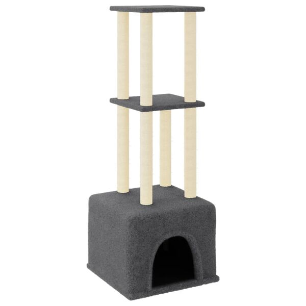 vidaXL Cat Tree with Sisal Scratching Posts Dark Grey 133.5 cm
