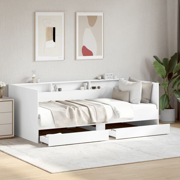 vidaXL Daybed with Drawers without Mattress White 75x190 cm Small Single