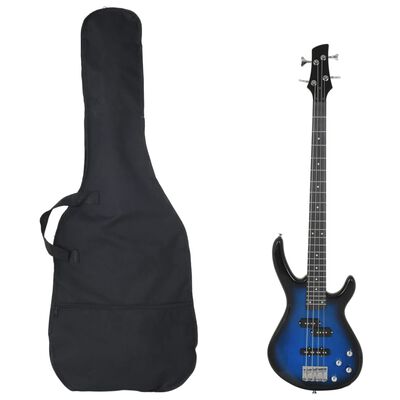 vidaXL Electric Bass Guitar for Beginner with Bag Blue and Black 4/4 46"