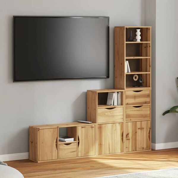 vidaXL 4 Piece TV Units with Storage ODDA Solid Wood Pine