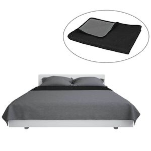vidaXL Quilt | Grey and Black | Microfibre with polypropylene cotton filling