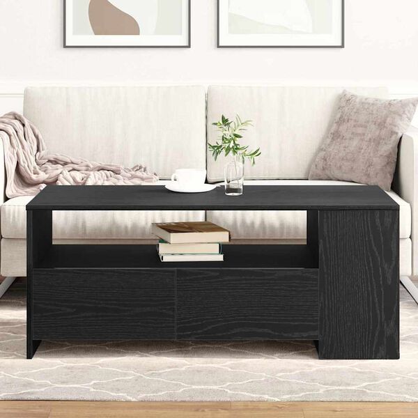vidaXL Coffee Table Black Oak 102 x 55 x 43.5 cm Engineered Wood