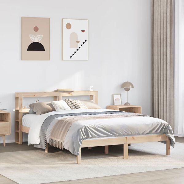 vidaXL Bed Frame without Mattress 150x200 cm King Size Solid Wood Pine