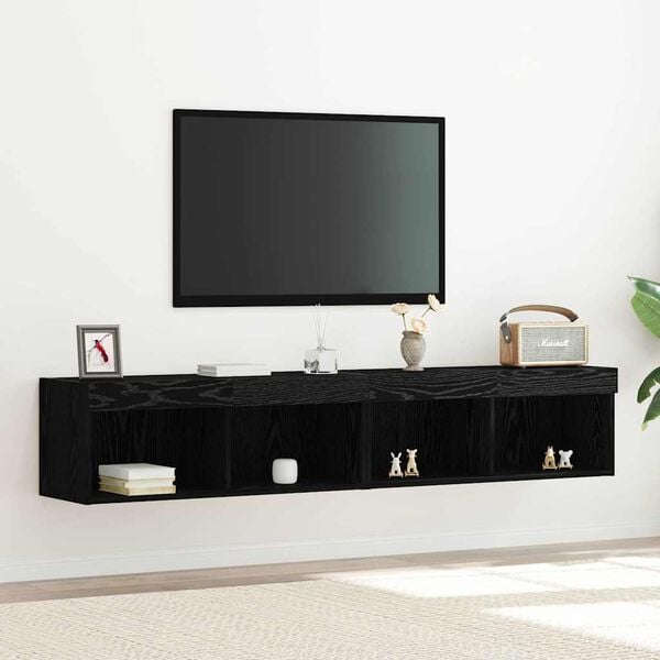 vidaXL TV Cabinet Set 2 pcs Black oak 80 x 30 x 30 cm Engineered Wood