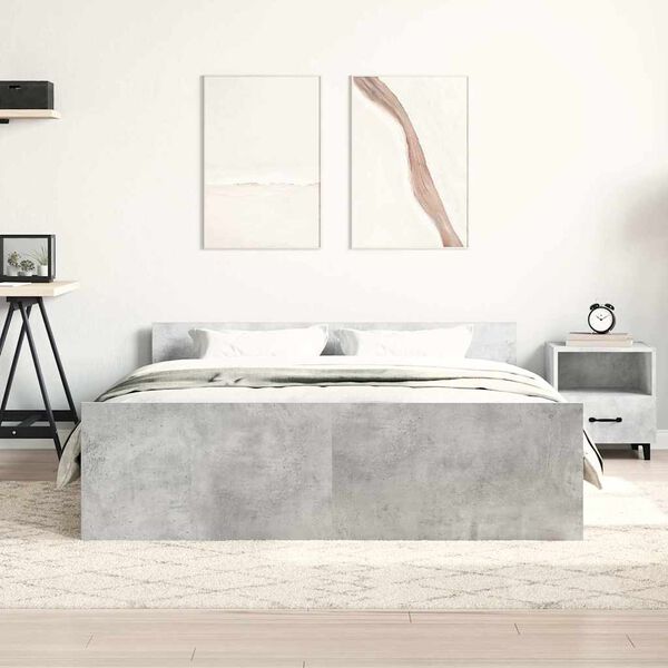 vidaXL Bed Frame without Mattress Concrete Grey 150x200 cm King Size