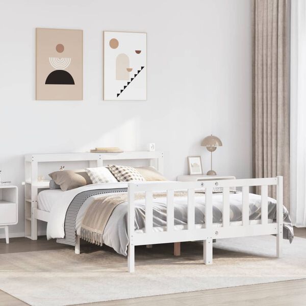 vidaXL Bed Frame without Mattress White 120x200 cm Solid Wood Pine