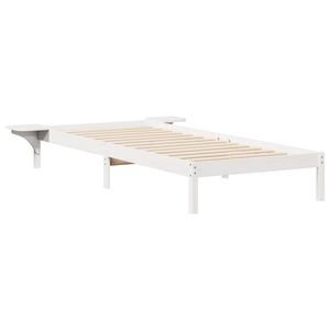 vidaXL Bed Frame with Side Tables White 100 x 220 cm Solid Pine Wood