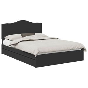 vidaXL Storage Bed with Headboard Black 150 x 200 cm Engineered Wood