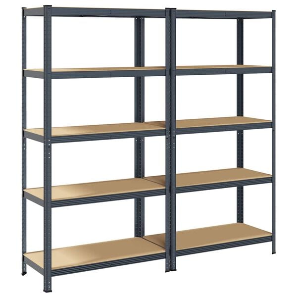 vidaXL 5-Layer Storage Shelves 2 pcs Anthracite Steel&Engineered Wood