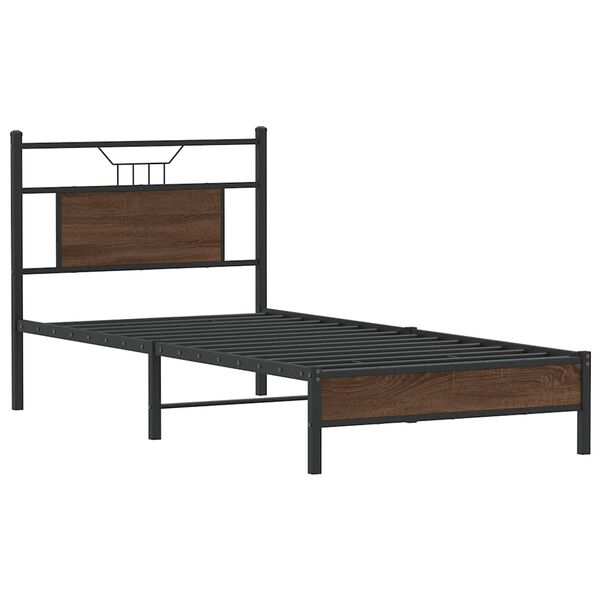 vidaXL Bed Frame without Mattress Brown Oak 90x190 cm Single Engineered Wood