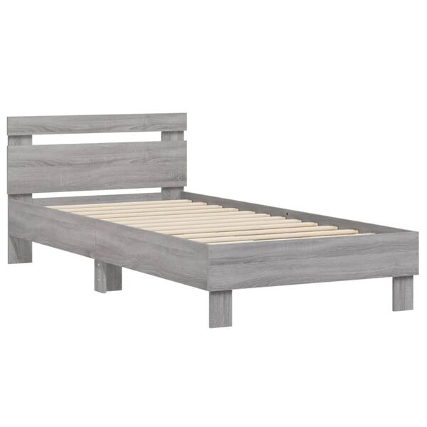 vidaXL Bed Frame without Mattress with Headboard Grey Sonoma 90x200 cm