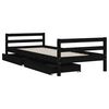 vidaXL Kids Bed Frame with Drawers Black 90x200 cm Solid Wood Pine