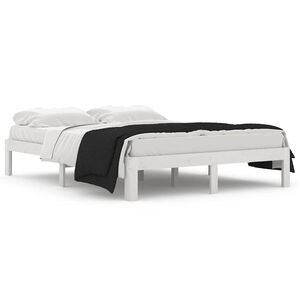 vidaXL Bed Frame without Mattress White Solid Wood Pine 140x190cm