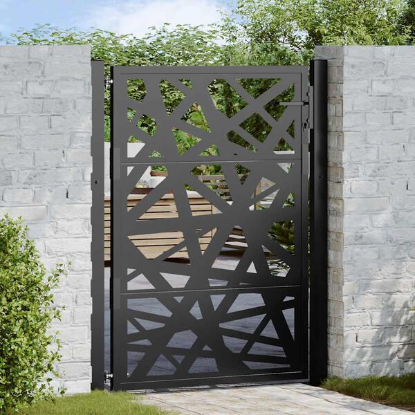 vidaXL Garden Gate Black 100x125 cm Steel Light Design