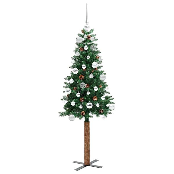 vidaXL Slim Christmas Tree Green 150 cm PVC and Solid Pine wood