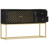 vidaXL Sideboard Black and Gold 120x30x75 cm Solid Mango Wood