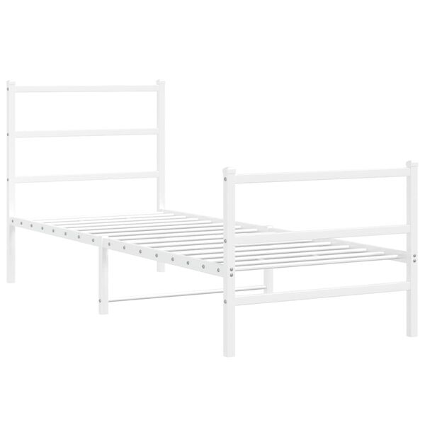 vidaXL Metal Bed Frame without Mattress with Footboard&nbsp;White 80x200cm