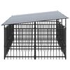 vidaXL Outdoor Dog Kennel with Roof Steel 5.63 m²