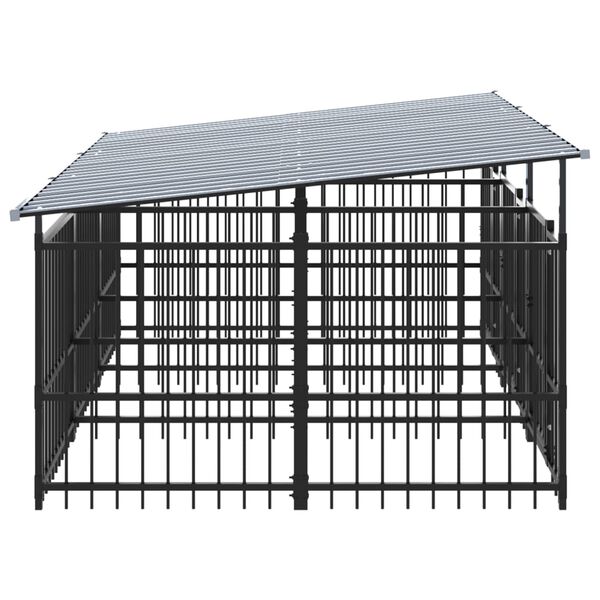 vidaXL Outdoor Dog Kennel with Roof Steel 5.63 m²