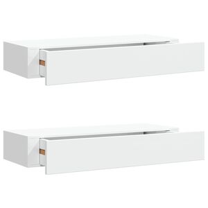 vidaXL Wall-mounted Drawer Shelves 2 pcs White 60x23.5x10cm MDF