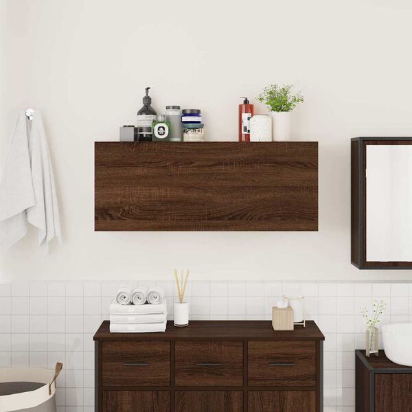 vidaXL Bathroom Wall Cabinet Brown Oak 100x25x40 cm Engineered Wood