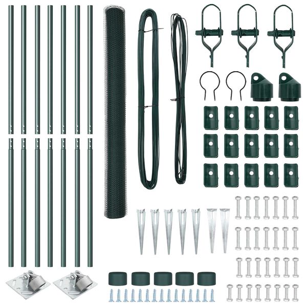 vidaXL Fence Post Green 10 x 1.5 m (13 mm mesh) Steel and PVC