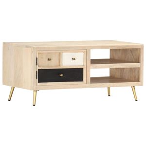 vidaXL Coffee Table | Light wood | Solid Mango Wood | 90cm | Coffee Table