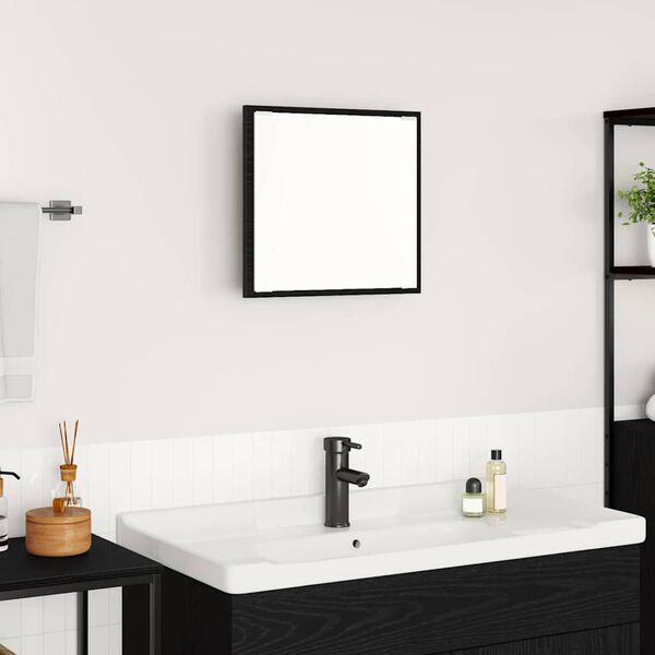 vidaXL LED Bathroom Mirror Black oak 40 x 8.5 x 37 cm Engineered Wood