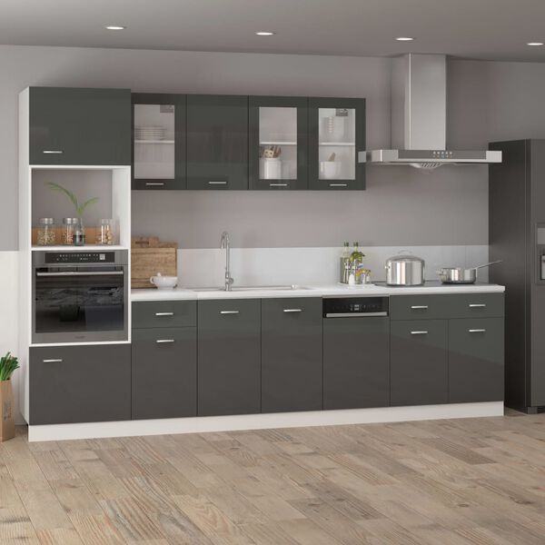 vidaXL Dishwasher Panel Lyon High Gloss Grey 45x3x67 cm Engineered Wood