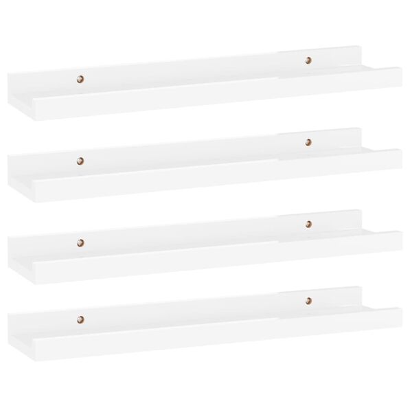 vidaXL Wall Shelves 4 pcs High Gloss White 40x9x3 cm