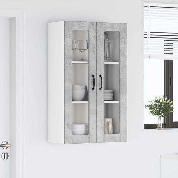 vidaXL Kitchen Wall Cabinet with Door Concrete Grey 60 x 31 x 100 cm
