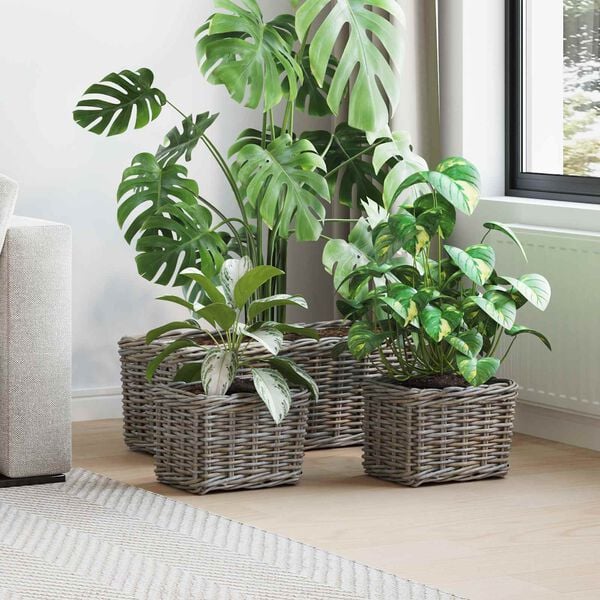 vidaXL Planter Basket with Storage 3 pcs Grey