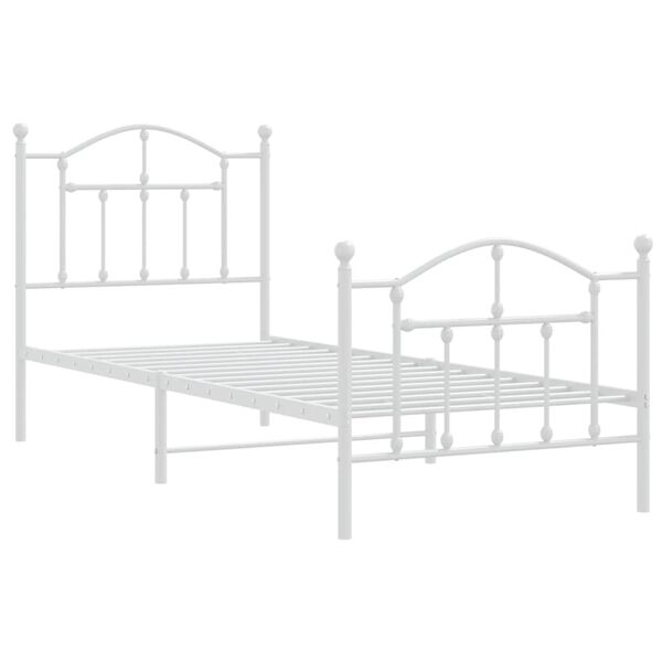 vidaXL Metal Bed Frame without Mattress with Footboard White 80x200cm