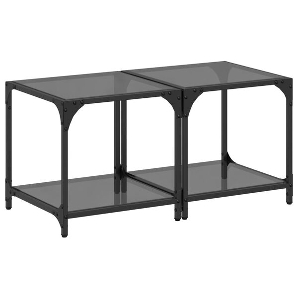 vidaXL Coffee Table with Black Glass Top 40x40x40 cm Steel