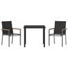 vidaXL Garden Dining Set 3 pcs Black Powder-coated Steel