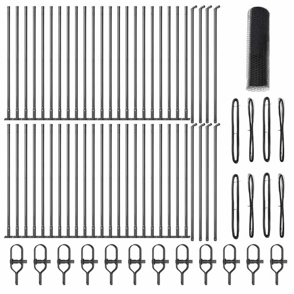 vidaXL Fence with Posts Grey 0.6 x 100 m PVC-coated steel