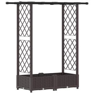 vidaXL Raised Bed with Trellis and Roof Brown 122.5 x 40 x 121 cm PP