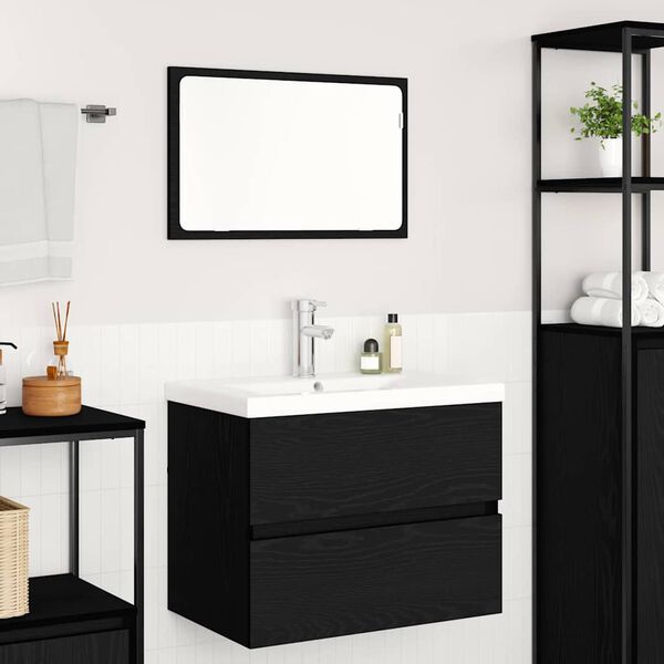 vidaXL Bathroom Furniture Set 3 pcs Black Oak Engineered Wood