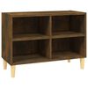 vidaXL TV Cabinet with Solid Wood Legs Smoked Oak 69,5x30x50 cm