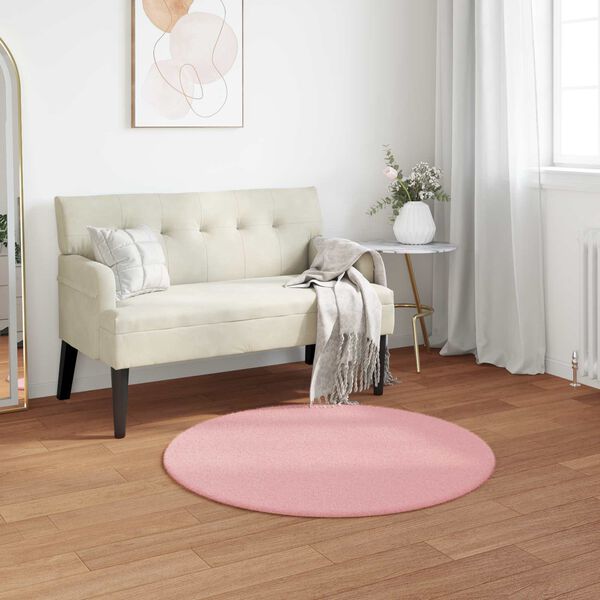 vidaXL Faux Rabbit Fur Rug Olite Pink &Oslash; 100 cm Polyester
