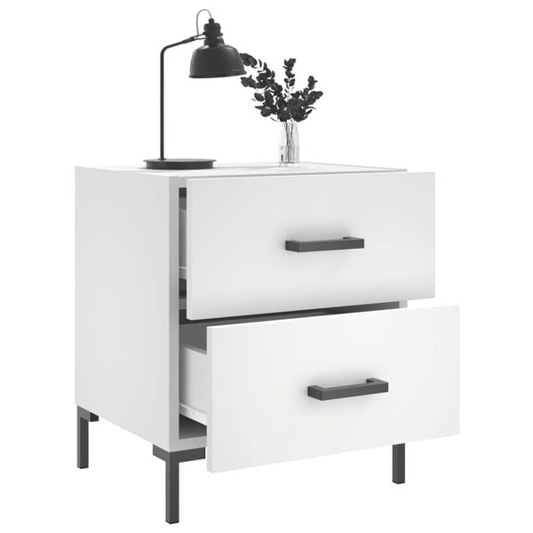 vidaXL Bedside Cabinet White 40x35x47.5 cm Engineered Wood