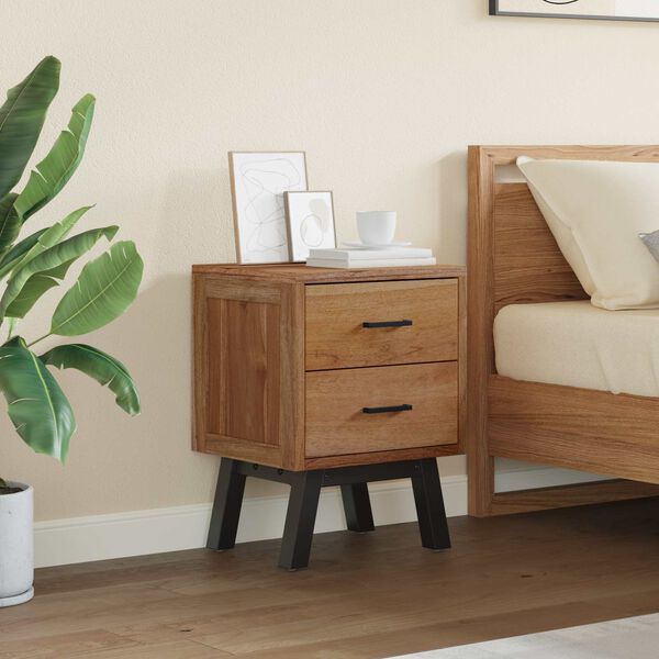 vidaXL Bedside Table Natural 40 x 35 x 55 cm Solid Teak Wood