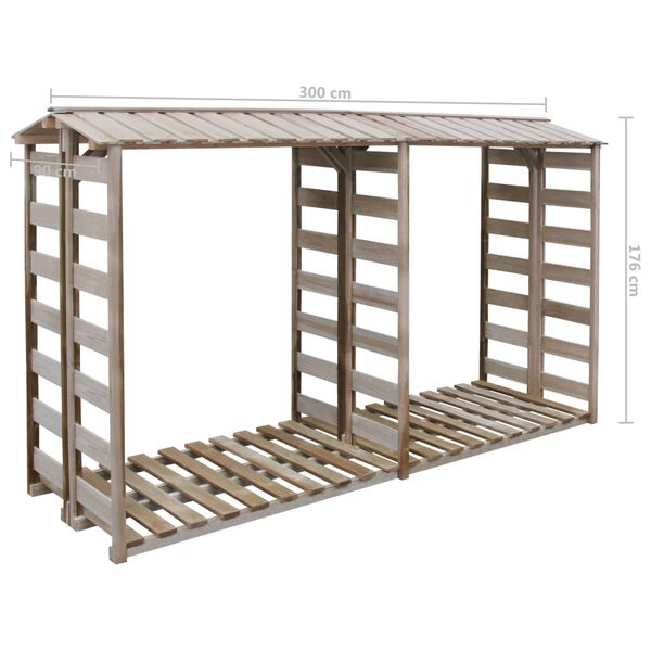 vidaXL Firewood Storage Shed 300x90x176 cm Impregnated Pinewood