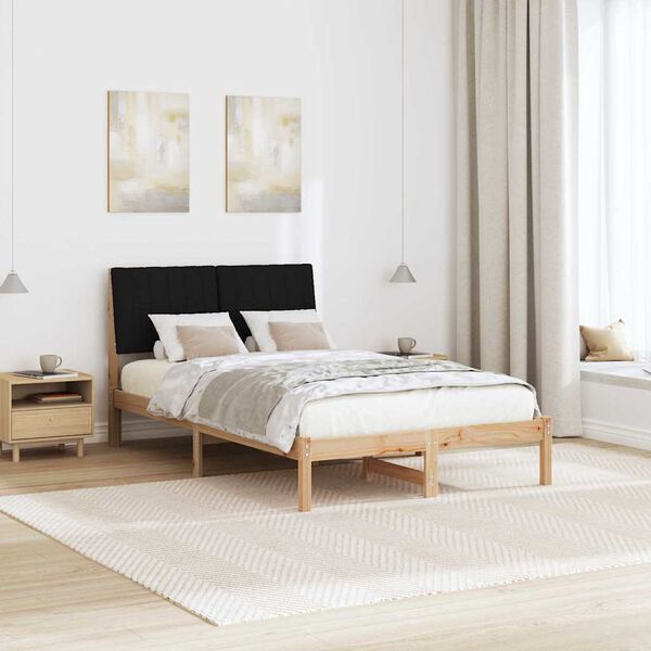 vidaXL Bed Frame with Headboard Brown 120 x 200 cm Solid Pine Wood