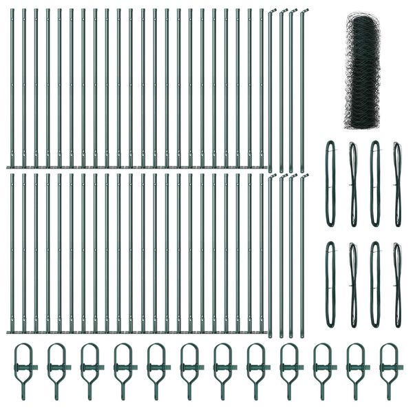 vidaXL Fence Post Green 100 x 1 m (50 mm mesh) Steel and PVC