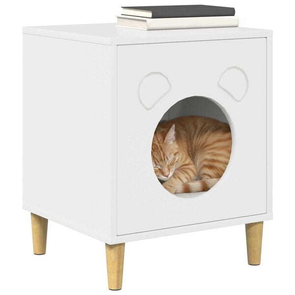 vidaXL Cat House Gloss White 42.5 x 40 x 52.5 cm Engineered Wood