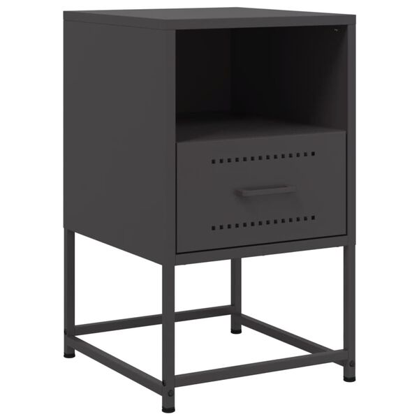 vidaXL Bedside Cabinet Black 36x39x60.5 cm Steel