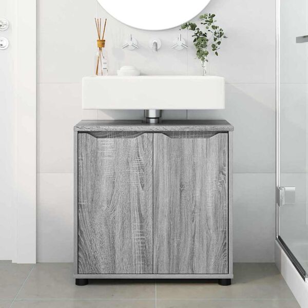 vidaXL Bathroom Basin Cabinet with Shelf Grey Sonoma 60 x 30 x 60 cm