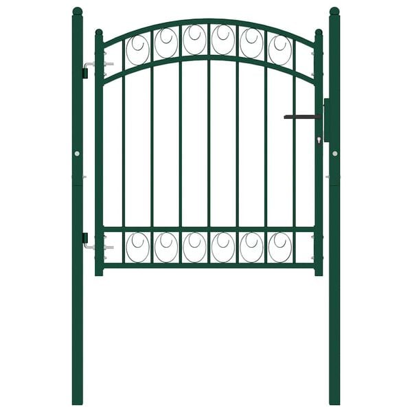 vidaXL Fence Gate Emmen with Arched Top Steel 100x86 cm Green