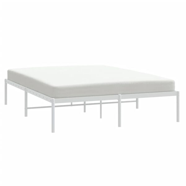 vidaXL Metal Bed Frame without Mattress White 140x190cm